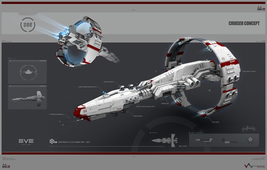3d carrier combat_ship_(eve_online) commentary company_logo company_name concept_art copyright_name cruiser_(eve_online) dated droneboat_(eve_online) english_text eve_online exploration_ship_(eve_online) flying from_side georg_hilmarsson glowing hangar logo military_vehicle multiple_views no_humans official_art pirate_faction_(eve_online) radar radio_antenna realistic science_fiction servant_sisters_of_eve signature spacecraft stratios_(eve_online) thrusters turret vehicle_focus