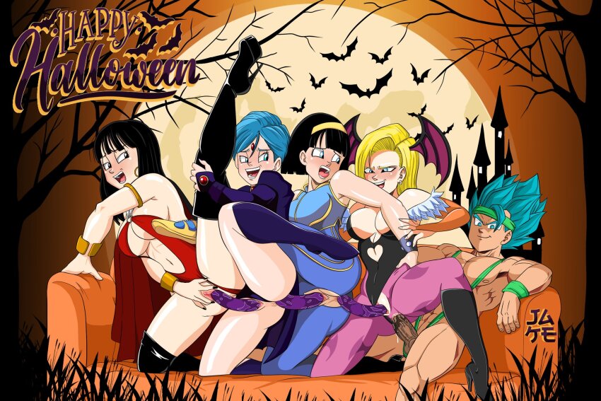 1boy 4girls anal android_18 bisexual_female black_eyes black_hair blonde_hair blue_eyes blue_hair breasts bulma capcom cheating_(relationship) chi-chi_(dragon_ball) chun-li chun-li_(cosplay) cosplay dc_comics dildo double_dildo dragon_ball dragon_ball_super earrings erection gogeta hair_ornament halloween happy_halloween highres jewelry large_breasts legs_apart long_hair morrigan_aensland morrigan_aensland_(cosplay) multiple_girls muscular muscular_male penis pussy raven_(dc) raven_(dc)_(cosplay) sex sex_from_behind sex_toy short_hair street_fighter testicles uncensored vaginal darkstalkers vampirella vampirella_(character) vampirella_(character)_(cosplay) videl