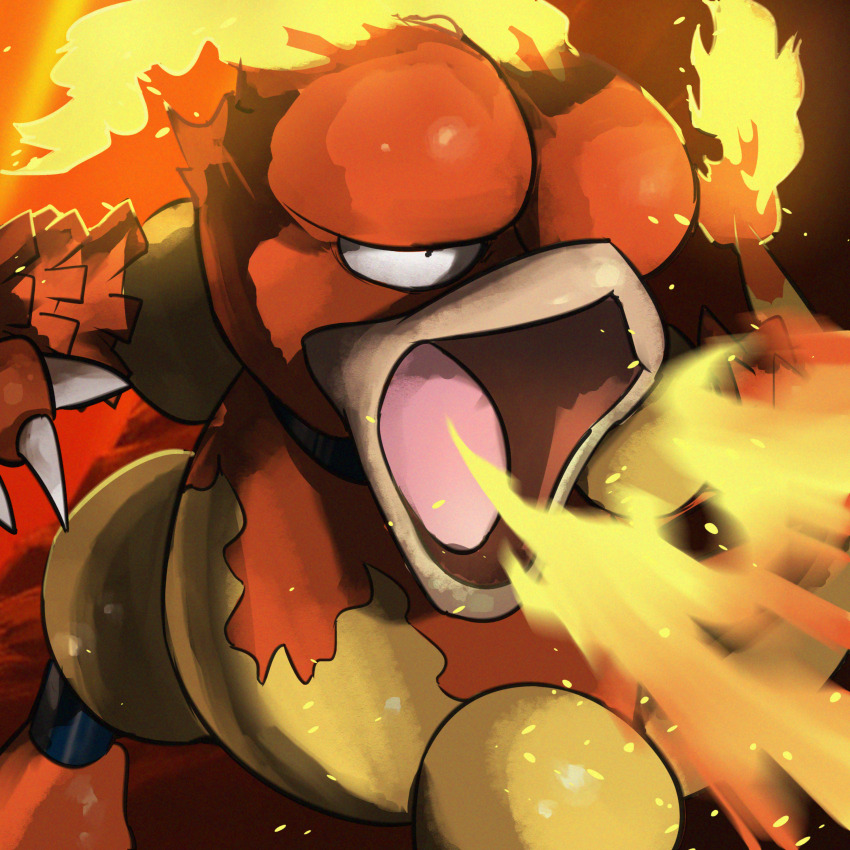 absurdres breath_weapon breathing_fire claws creatures_(company) fire game_freak gen_1_pokemon highres magmar nintendo no_humans open_mouth pokemon pokemon_(creature) solo spicyichizo