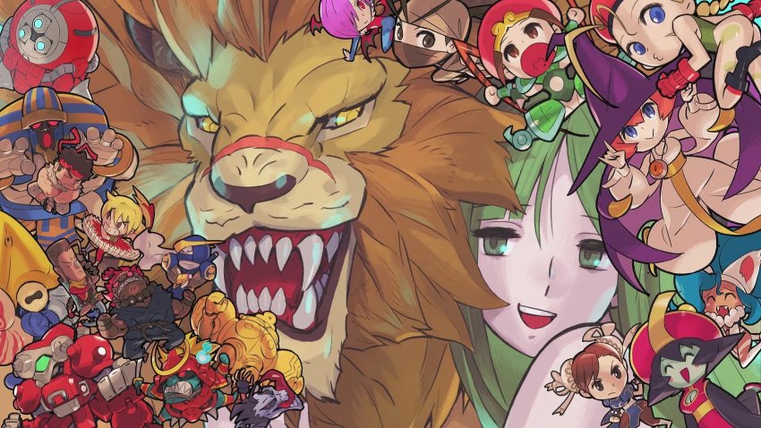 akuma_(street_fighter) anakaris animal_ears animal_hands ass bare_shoulders bishamon_(darkstalkers) blodia blonde_hair blue_eyes blue_hair braid breasts cammy_white capcom capcom_fighting_collection cat_ears cat_paws chibi chun-li cleavage closed_eyes cyberbots demon_girl donovan_baine felicia_(darkstalkers) green_eyes green_hair hat head_wings highres ibuki_(street_fighter) ken_masters hsien-ko leo_(warzard) lilith_(darkstalkers) long_hair matching_hair/eyes mecha morrigan_aensland mukuro official_art open_mouth huitzil_(darkstalkers) purple_hair red_eyes red_hair robot ryu_(street_fighter) smile street_fighter tabasa tao_(warzard) darkstalkers warzard wings witch_hat lord_raptor