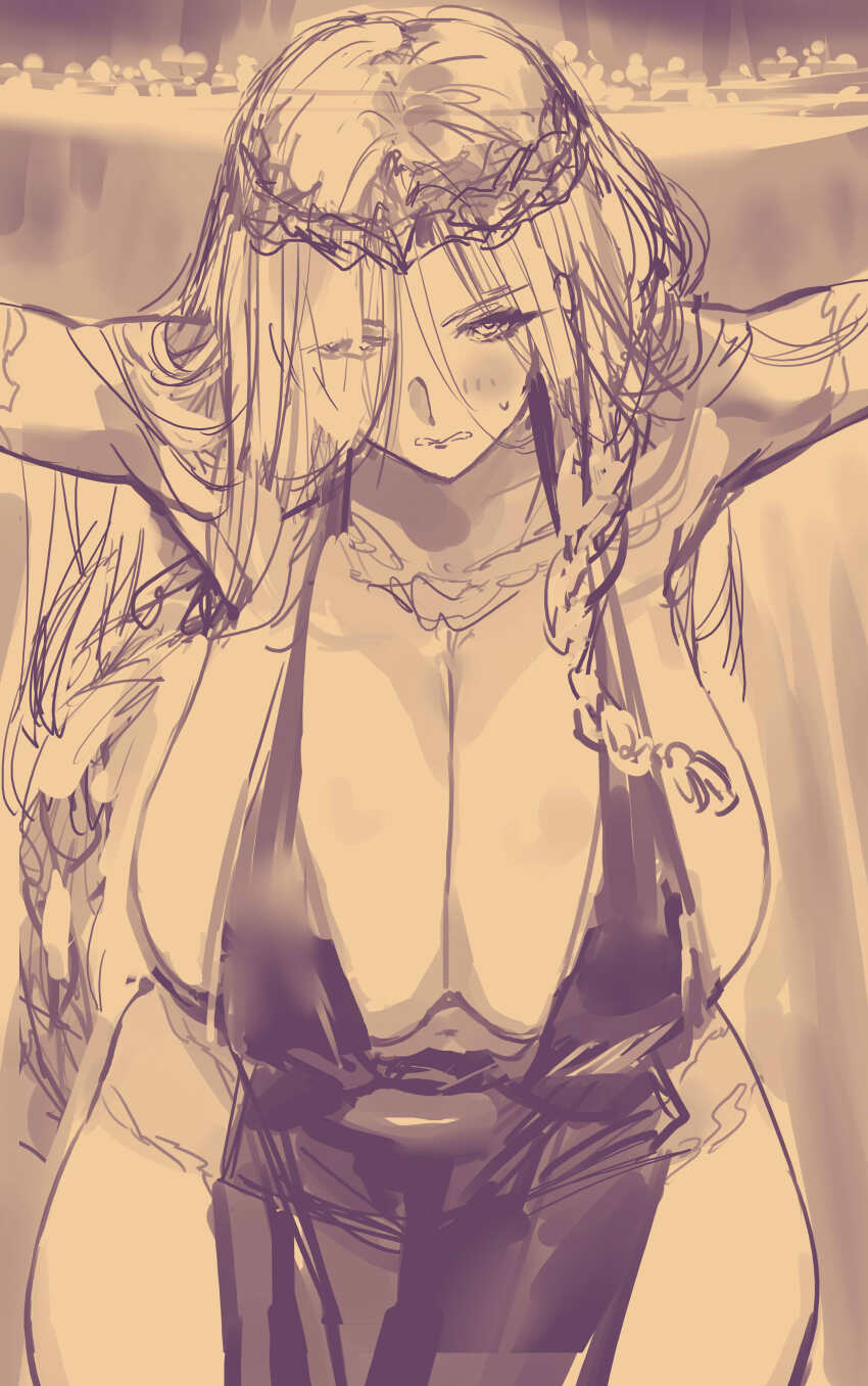 1girl absurdres breasts elden_ring highres huge_breasts long_hair mature_female negresco queen_marika_the_eternal solo tagme
