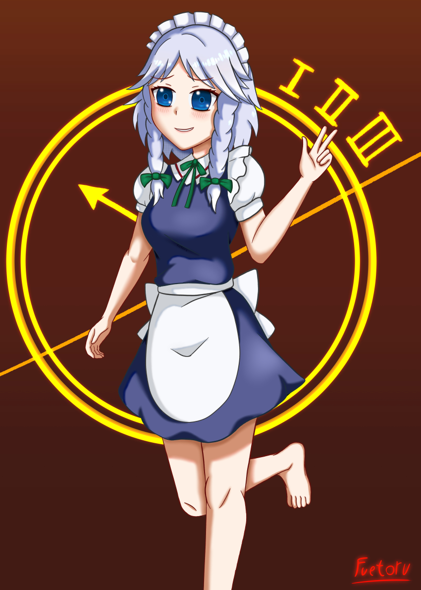 1girl absurdres blue_eyes highres izayoi_sakuya non-web_source self-upload solo touhou white_hair