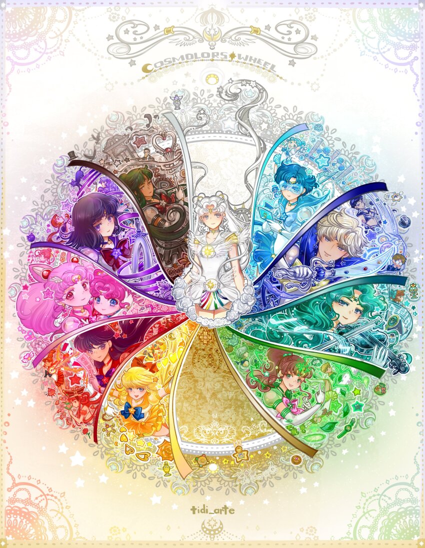 6+girls absurdres aino_minako aqua_hair arrow_(symbol) artist_name bad_id bad_twitter_id bird bishoujo_senshi_sailor_moon bishoujo_senshi_sailor_moon_stars black_cat black_hair blonde_hair blue-tinted_eyewear blue_bow blue_choker blue_eyes blue_sailor_collar blue_skirt bow bow_(music) bread bread_slice brown_hair cat character_request check_character chibi_chibi chibi_usa choker color_wheel_challenge crescent cropped_legs diadem earrings eighth_note elbow_gloves eye_mask floating_hair flower food food_in_mouth glasses gloves green_choker green_eyes green_hair green_sailor_collar grey_eyes hair_ribbon hat heart highres hino_rei holding holding_ofuda holding_staff holding_sword holding_weapon instrument jewelry kaiou_michiru kino_makoto long_hair luna_(sailor_moon) magical_girl mars_symbol medium_hair meiou_setsuna mizuno_ami mouth_hold multiple_drawing_challenge multiple_girls music musical_note neptune_symbol ofuda opaque_glasses parted_bangs pink_bow pink_hair pink_sailor_collar playing_instrument ponytail purple_eyes purple_hair quarter_note rainbow_order red_bow red_choker red_eyes red_hair red_mask red_ribbon red_sailor_collar ribbon rose round_eyewear sailor_chibi_chibi sailor_chibi_moon sailor_collar sailor_cosmos sailor_jupiter sailor_mars sailor_mercury sailor_neptune sailor_pluto sailor_saturn sailor_senshi sailor_senshi_uniform sailor_uranus sailor_v sailor_venus see-through_clothes see-through_sleeves short_hair short_sleeves skirt smile staff musical_staff star_(symbol) star_earrings super_sailor_chibi_moon_(stars) super_sailor_jupiter_(stars) super_sailor_mercury_(stars) super_sailor_neptune_(stars) super_sailor_pluto_(stars) super_sailor_saturn super_sailor_uranus_(stars) super_sailor_venus_(stars) sword ten&#039;ou_haruka tidi_arte tinted_eyewear toast toast_in_mouth tomoe_hotaru top_hat tsuki_ni_kawatte_oshioki_yo twintails unfinished violin weapon white_flower white_gloves white_hair white_rose yellow_bow yellow_sailor_collar
