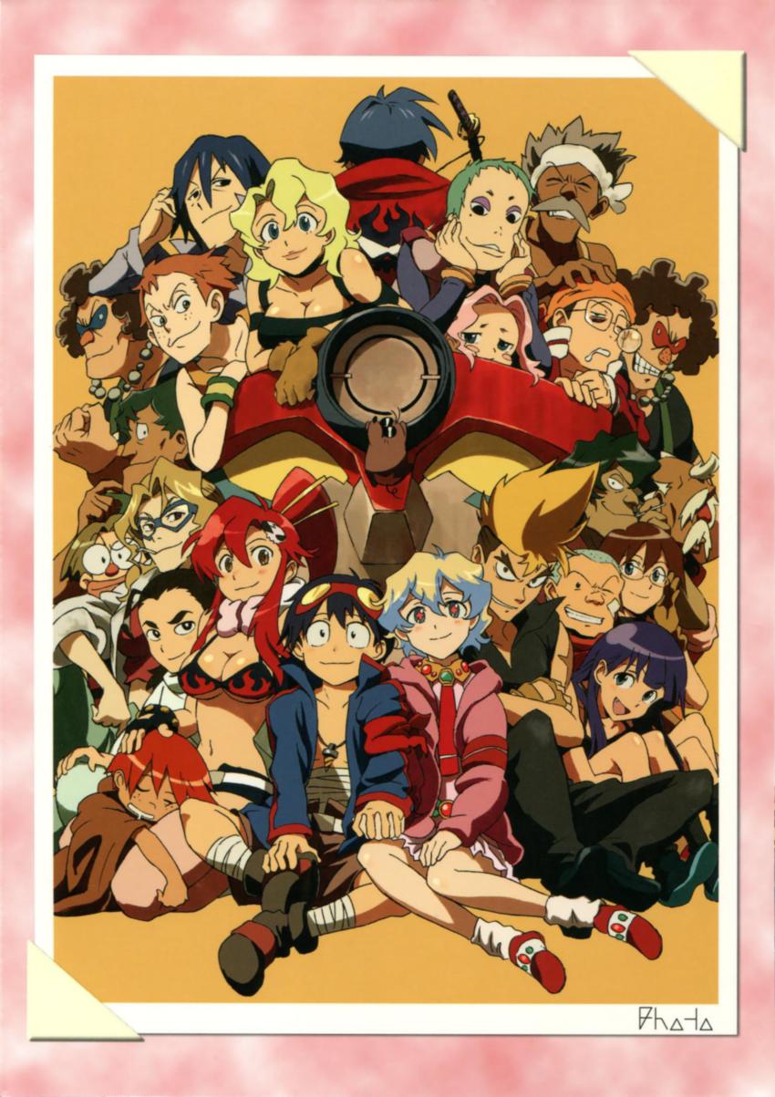 00s 6+boys 6+girls absurdres ailac_coega attenborough_cortitch barinbo boota_(ttgl) darry_adai dayakka everyone gabal_docker gimmy_adai highres jogan kamina_(ttgl) kidd_coega kinon_bachika kittan_bachika kiyal_bachika kiyoh_bachika lagann leaning leeron_littner leite_jokin makken multiple_boys multiple_girls nia_teppelin official_art old_coco rossiu_adai scan shinagawa_hiroki simon_(ttgl) sitting tengen_toppa_gurren_lagann tetsukan yoko_littner zoushi_kanai
