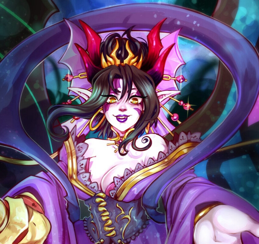 demon demon_girl digimon digimon_(creature) fallen_angel highres lilithmon lilithmon_x-antibody lipstick makeup mark_of_evil wings