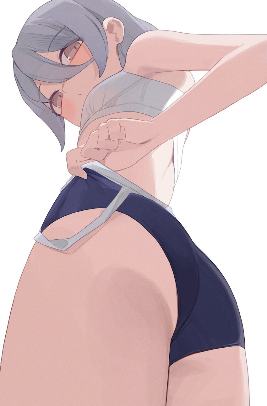 1girl bra brown_eyes grey_hair hair_between_eyes highres hiroki_(yyqw7151) looking_at_viewer original simple_background solo underwear white_background white_bra