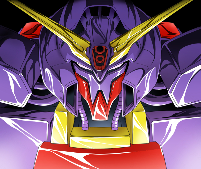 1980s_(style) beam_cannon cable glint glowing gundam looking_at_viewer mecha mecha_focus mobile_suit niiyan no_humans oldschool portrait psyco_gundam_mk_ii retro_artstyle robot science_fiction v-fin zeta_gundam