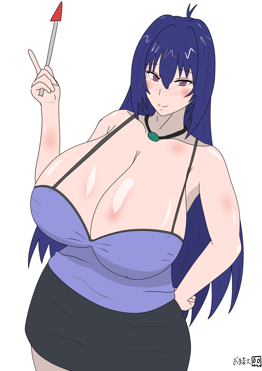 1girl absurdres breasts cleavage highres huge_breasts long_hair maken-ki! nijou_aki