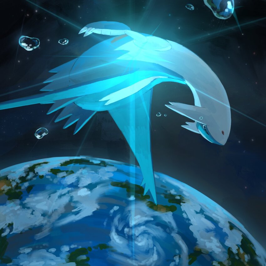 closed_eyes cloud commentary_request crying earth_(planet) floating floating_tears flying gen_3_pokemon glowing highres in_orbit keruasu0629 latios legendary_pokemon nintendo no_humans open_mouth outdoors planet pokemon pokemon_(creature) solo space tears upside-down wings zero_gravity