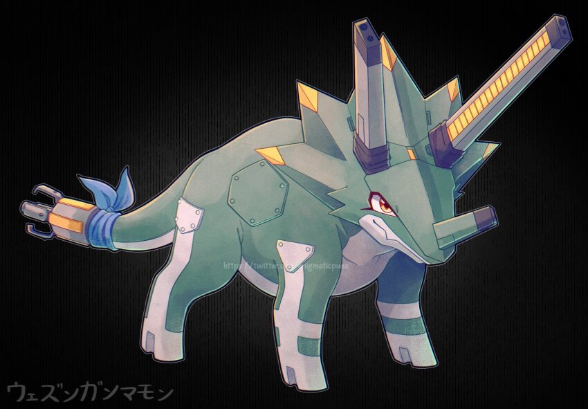 digimon digimon_(creature) highres horns solo tail triceratops wezengammamon yellow_eyes