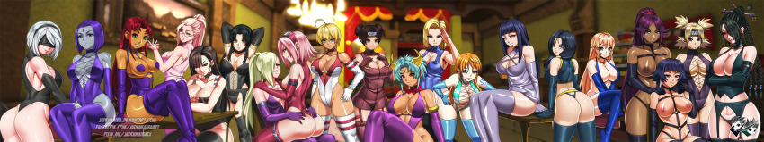 2b_(nier:automata) 6+girls ahoge android_18 arm_tattoo arms_behind_head artist_logo ass bare_shoulders bent_over black_choker black_gloves black_hair black_leotard black_panties black_thighhighs bleach blindfold blonde_hair blue_choker blue_eyes blue_gloves blue_hair blue_thighhighs braid breasts brown_eyes brown_gloves brown_hair carrera chigusa_nana choker cleavage clothing_cutout collar colored_skin commission covered_navel crossover dark-skinned_female dark_skin dc_comics demon_girl deviantart_username dominatrix double_bun dragon_ball dragonball_z earrings elbow_gloves facebook_username female_focus final_fantasy final_fantasy_vii final_fantasy_x forehead_jewel garter_belt garter_straps glasses gloves green_eyes grey_gloves grey_skin grey_thighhighs hair_bun hair_over_one_eye harem harness haruno_sakura headband highleg highleg_leotard highres hime_cut horns huge_ass hyuuga_hinata jadenkaiba jewelry large_breasts leotard logo long_hair looking_at_another looking_at_viewer looking_back lulu_(ff10) matching_hair/eyes medium_hair mito_ikumi mole mole_under_mouth multiple_girls nakiri_erina nami_(one_piece) nana_to_kaoru naruto_(classic) naruto_(series) navel navel_cutout necklace nier:automata nier_(series) ninja nipples o-ring one_piece orange_hair orange_skin panties parted_lips pasties pink_hair pixiv_username pointy_ears ponytail purple_choker purple_gloves purple_hair purple_leotard purple_lips purple_thighhighs raven_(dc) red_eyes red_gloves red_hair red_leotard red_thighhighs shihouin_yoruichi shokugeki_no_souma short_hair sitting smile square_enix standing starfire sui-feng table tachibana_mitsuko tattoo teen_titans temari_(naruto) tenten_(naruto) thighhighs thong thong_leotard tifa_lockhart underwear videl viper_(series) viper_gts watermark web_address white_gloves white_hair white_thighhighs yamanaka_ino yellow_eyes yuri