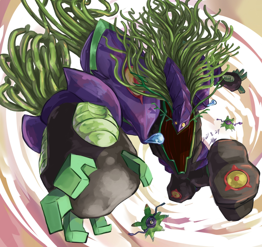 algomon algomon_baby_ii algomon_ultimate digimon highres multicolored_eyes multiple_eyes purple_eyes tentacles yellow_eyes