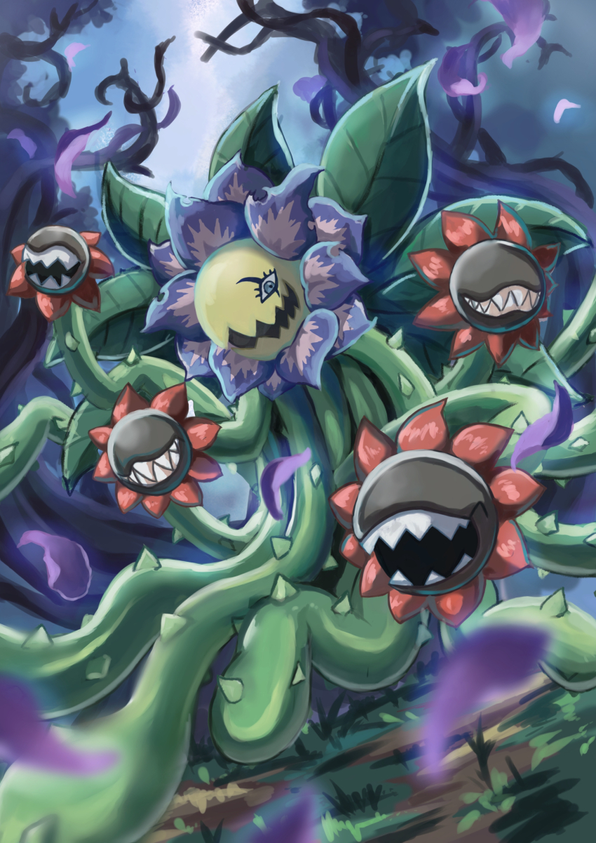 blossomon digimon digimon_(creature) highres looking_at_viewer monster petals plant sharp_teeth solo teeth thorns