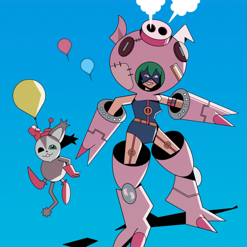 animal_costume cho-hakkaimon costume digimon digimon_(creature) digimon_xros_wars digimon_xros_wars:_toki_wo_kakeru_shounen_hunter-tachi highres mask opossummon pig_costume swimsuit
