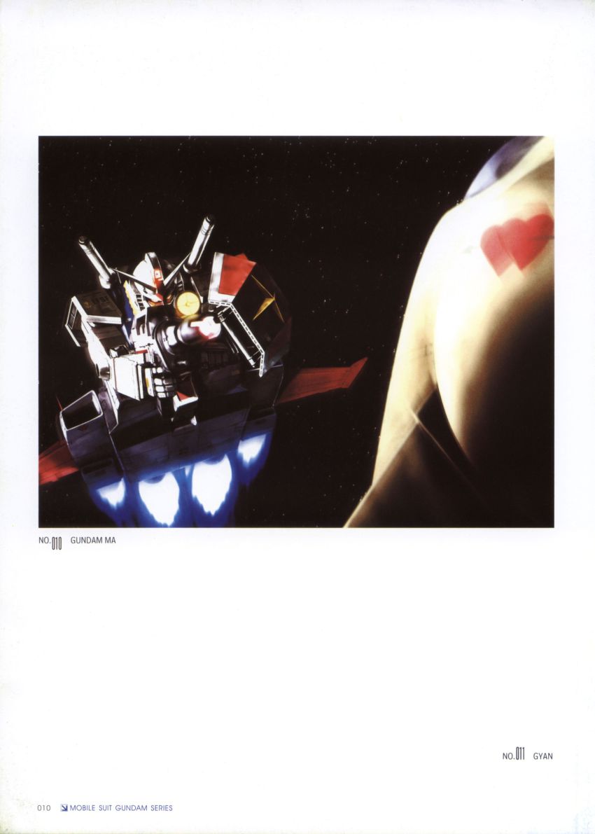 absurdres beam_rifle energy_gun gun gundam highres mecha mobile_suit_gundam morishita_naochika official_art robot rx-78-2_gundam scan space weapon zakrello