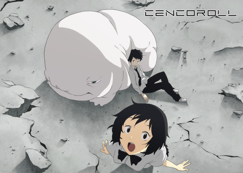 bad_id bad_pixiv_id black_hair cenco cencoroll looking_up monster natsuki_heru necktie school_uniform short_hair tetsu_(cencoroll) yuki_(cencoroll)