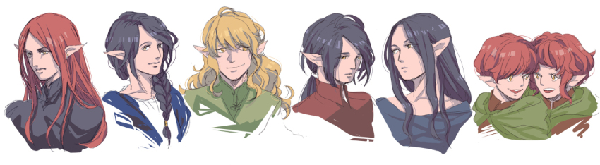 6+boys amras amrod androgynous black_hair blonde_hair braid brothers caranthir celegorm closed_mouth curufin earrings elf floating_hair jewelry long_hair looking_at_another looking_at_viewer looking_down maedhros maglor male_focus multiple_boys open_mouth pixiv_id_2618986 pointy_ears prince red_hair siblings smile teeth the_silmarillion tolkien&#039;s_legendarium twins upper_teeth_only wavy_hair