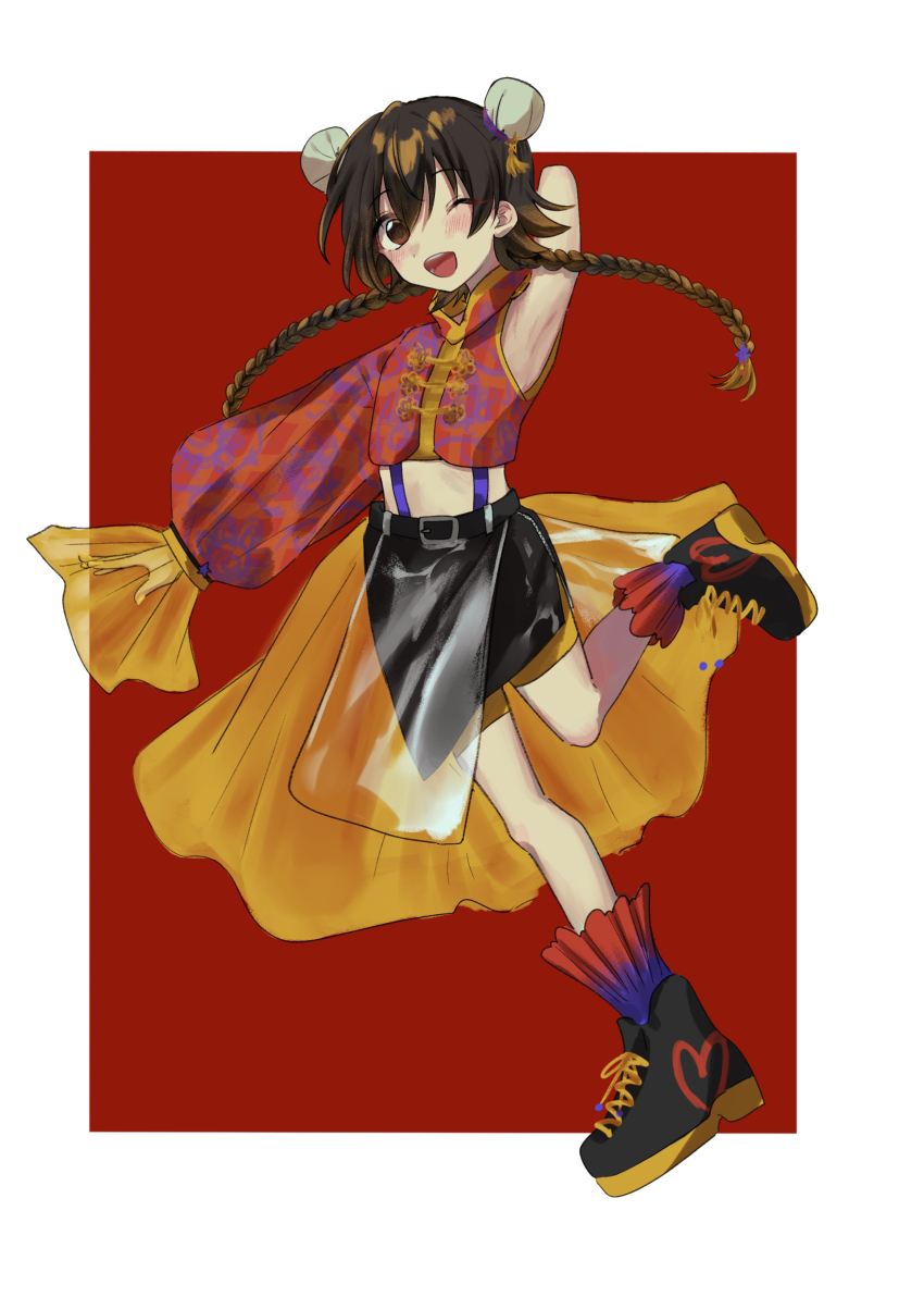 1girl akagi_miria armpits chinese_clothes full_body highres idolmaster idolmaster_cinderella_girls solo toya_0321