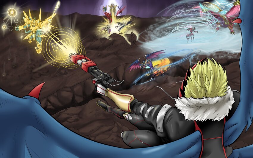 absurdres armor beelzebumon beelzebumon_x-antibody blonde_hair cherubimon cherubimon_(vice) cherubimon_(vice)_x-antibody digimon digimon_(creature) dragon duftmon duftmon_x-antibody dynasmon dynasmon_x-antibody fallen_angel gun highres lucemon_falldown_mode lucemon_x-antibody magnamon magnamon_x-antibody ofanimon_falldown_mode ofanimon_falldown_mode_x-antibody sleipmon sleipmon_x-antibody tail ulforcev-dramon ulforcev-dramon_x-antibody weapon wings