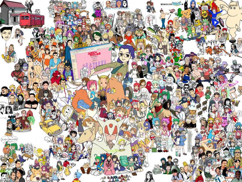 6+boys 6+girls absolutely_everyone akira_(manga) artist_request azumanga_daiou backbeard balrog_(doukutsu_monogatari) character_request collared_shirt crossover devilman doraemon doukutsu_monogatari dragon_ball dragonball_z everyone fine_art_parody forte_stollen futaba_channel galaxy_angel gegege_no_kitarou grigori_rasputin hair_intakes heika hello_kitty hentai_kamen jpeg_artifacts kaneda_shoutarou_(akira) kimoi_girls_(meme) kneehighs longcat_(meme) lord_humungus mad_max mad_max_2:_the_road_warrior marvel mega_man_(character) mega_man_(classic) mega_man_(series) meme milfeulle_sakuraba mint_blancmanche misery_(doukutsu_monogatari) mizuhara_koyomi monocle multiple_boys multiple_crossover multiple_girls muska neta off_shoulder own_hands_together parody pointy_ears proto_man real_life ronald_mcdonald sanrio shikijou_kyousuke shirt sho_hayate snuggle_the_fabric_softener_bear socks soundwave_(transformers) spelunker spider-man spider-man_(series) statler_and_waldorf sumo tenkuu_no_shiro_laputa tenshinhan the_scream transformers transformers:_generation_1 uboa uchuu_senshi_baldios waha wally_(where&#039;s_wally) what yamato_suzuran yamcha yamcha_pose_(meme) yaranaika yume_nikki