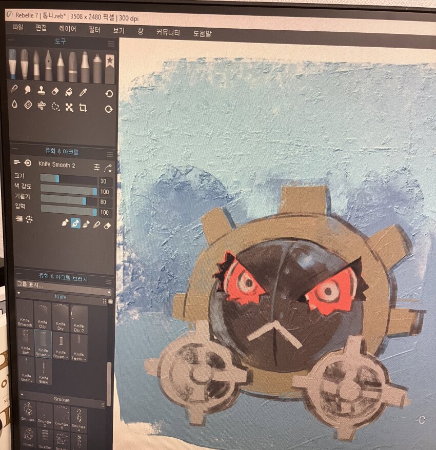 digimon digimon_(creature) gears hagurumon highres red_eyes robot serious solo