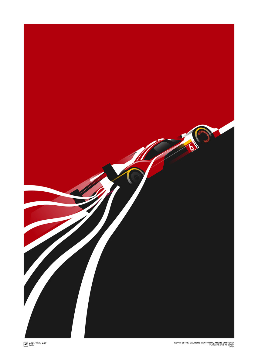 2024 abel_toth artist_name border car highres le_mans_prototype motion_blur motor_vehicle no_humans porsche porsche_963 race_vehicle racecar vehicle_focus vehicle_name white_border world_endurance_championship