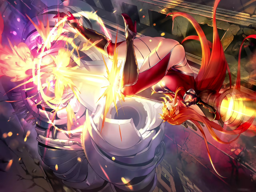 1girl 1other action_taimanin ass attack bazooka boots breasts clothes_lift curvy dress explosion fighting floating_hair full_body game_cg highleg highleg_panties kamimura_maika large_breasts lilith-soft long_hair looking_at_another open_mouth panties pelvic_curtain pelvic_curtain_lift purple_eyes red_dress revealing_clothes robot sian skindentation string_panties taimanin_(series) taimanin_asagi thick_thighs thighs thong underwear very_long_hair weapon wide_hips