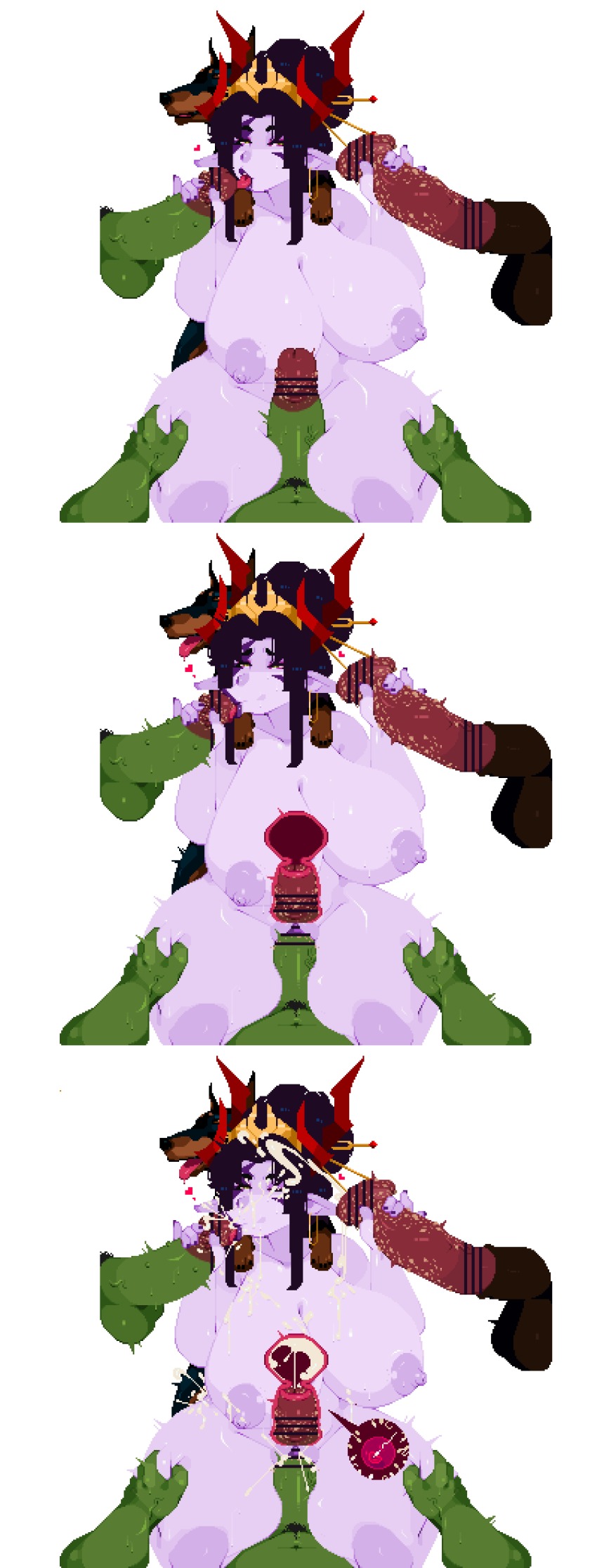 absurdres breasts cum cum_in_pussy demon demon_girl digimon digimon_(creature) fallen_angel highres impregnation lilithmon lilithmon_x-antibody mark_of_evil mmmf_foursome wings