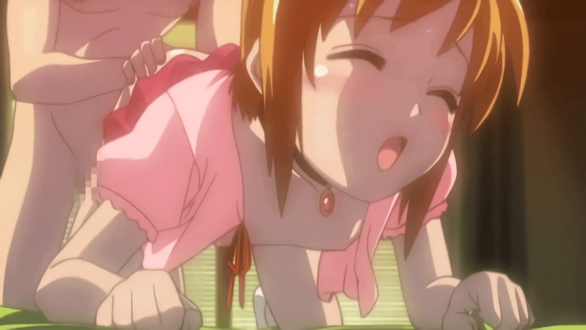 2boys all_fours anal_fingering androgynous animated animated_gif anime_screenshot bed bedroom blonde_hair blush boku_no_pico crossdressing fingering green_eyes highres multiple_boys pico_(boku_no_pico) shota subtitled tamotsu_(boku_no_pico) trap yaoi
