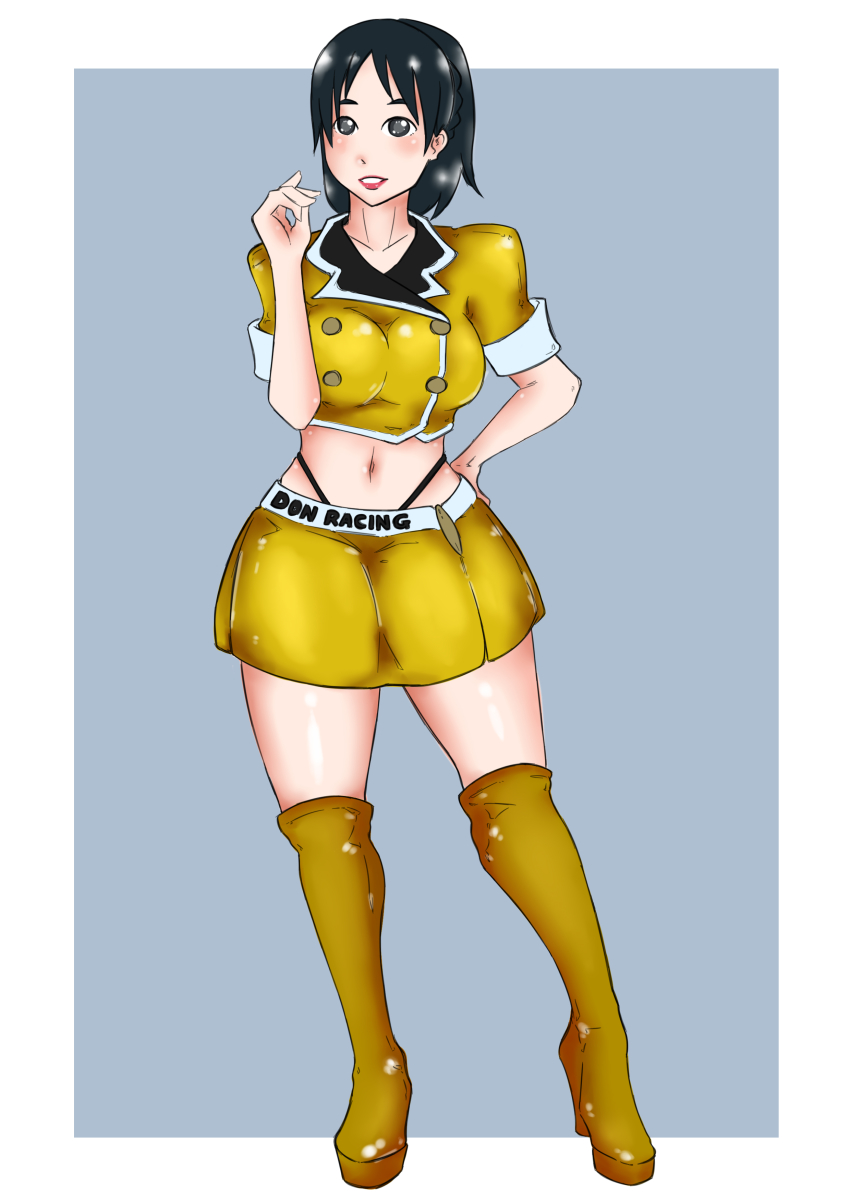 1girl absurdres avataro_sentai_donbrothers boots caseycill highres kito_haruka midriff school_uniform skirt super_sentai thigh_boots thighhighs