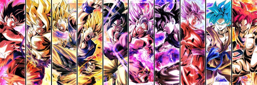 1boy abs angry aura bare_shoulders biceps black_eyes black_hair blonde_hair blue_eyes blue_hair blue_shirt body_fur border charging_forward clenched_hand clenched_hands clenched_teeth collarbone commentary_request cowboy_shot dougi dragon_ball dragon_ball_gt dragon_ball_super dragon_ball_z_fukkatsu_no_f dragon_ball_z_kami_to_kami dragonball_z electricity energy energy_ball feet_out_of_frame fighting_stance green_eyes grey_eyes halo highres incoming_attack incoming_punch injury kaiouken kamehameha_(dragon_ball) kicking long_hair looking_at_viewer male_focus medium_hair monkey_boy monkey_tail multiple_views muscular muscular_male no_eyebrows orange_pants orange_shirt outside_border pants pectorals pink_fur powering_up punching red_eyes red_hair roundhouse_kick saiyan scratches sekitsuki_hayato serious shirt son_goku spiked_hair spiky super_saiyan super_saiyan_1 super_saiyan_2 super_saiyan_3 super_saiyan_4 super_saiyan_blue super_saiyan_god tail teeth topless_female topless_male torn_clothes torn_pants torn_shirt transparent_border ultra_instinct upper_body v-shaped_eyebrows white_hair wristband yellow_eyes yellow_pants