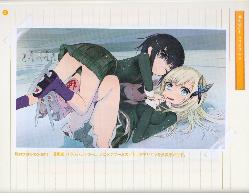 10s 2girls absurdres blonde_hair blue_eyes boku_wa_tomodachi_ga_sukunai hasegawa_kobato hasegawa_kodaka highres huge_filesize kashiwazaki_sena kusunoki_yukimura mikazuki_yozora multiple_girls okama one_eye_closed shiguma_rika short_hair takayama_maria wink