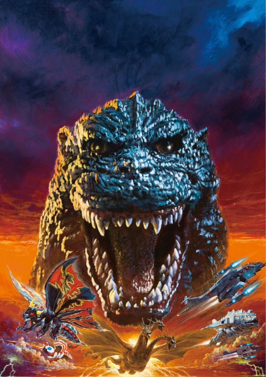 aircraft airplane alien astol-mb93 autocannon battra cannon cloud conjoined directed-energy_weapon electronic_firearm energy_cannon energy_weapon epic fighter_jet flying fuji_heavy_industries g-force gatling_gun glowing godzilla godzilla_(series) godzilla_vs._king_ghidorah godzilla_vs._mechagodzilla godzilla_vs._mothra gun highres japan_air_self-defense_force japan_self-defense_force kaiju king_ghidorah lightning m197_electric_cannon m61_vulcan machine_gun maser_cannon mecha mechagodzilla military military_vehicle mothra multiple-barrel_gun official_art ohrai_noriyoshi robot rotary_cannon toho united_nations_godzilla_countermeasure_center war weapon