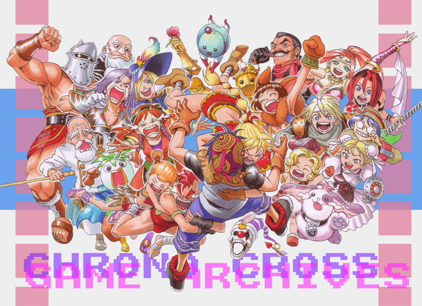 6+boys 6+girls ballpoint_pen_(medium) bancliff blonde_hair blue_hair braid breasts chrono_(series) chrono_cross everyone fargo_(chrono_cross) funtarunta glasses glenn gloves high_ponytail hoshi_no_ko janice jewelry karsh kid_(chrono_cross) korcha leah leena_(chrono_cross) long_hair marcy_(chrono_cross) marker_(medium) midriff miki_(chrono_cross) multi-tied_hair multiple_boys multiple_girls nikki_(chrono_cross) pen_(medium) ponytail poshul radius_(chrono_cross) serge_(chrono_cross) short_hair traditional_media turnip turnip_(chrono_cross) zoah