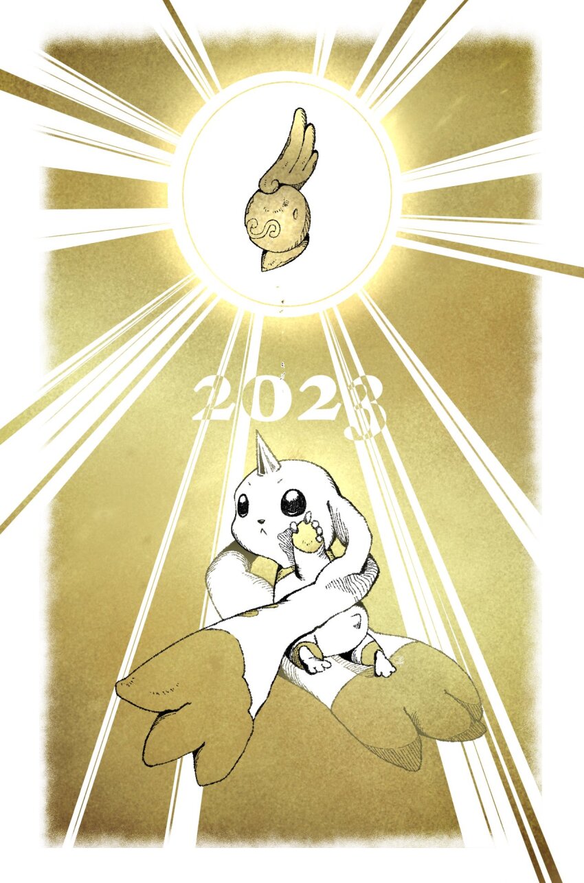 1other black_eyes digimental digimental_of_fate digimon digimon_(creature) highres horns other_focus solo terriermon