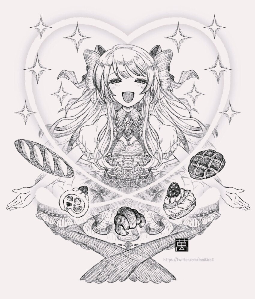 1girl chaos_marie_(grimms_notes) grimms_notes monochrome solo tanikira traditional_media