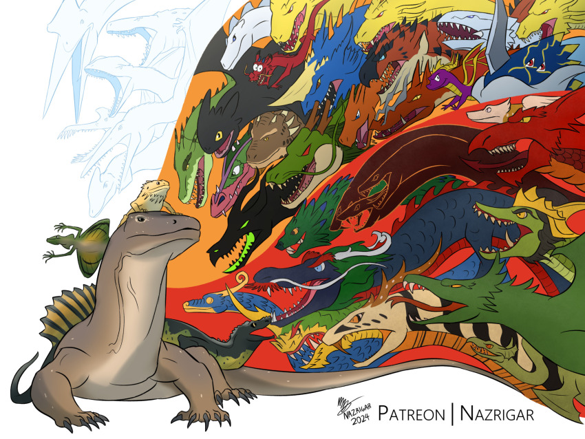 charizard chinese_zodiac crown digimon digimon_(creature) disney dragon dragon_ball gen_1_pokemon godzilla_(series) highres horns how_to_train_your_dragon_(series) how_to_train_your_dragon_1 kaiju king_ghidorah komodo_dragon lizard looking_at_viewer maleficent mask monster_hunter_(series) mulan_(movie) mushu_(disney) nazrigar nintendo no_humans open_mouth pokemon pokemon_(creature) qinglongmon rathalos red_eyes sharp_teeth shen_long shenron sleeping_beauty_(disney) spyro_(series) spyro_the_dragon teeth toho toothless trait_connection year_of_the_dragon
