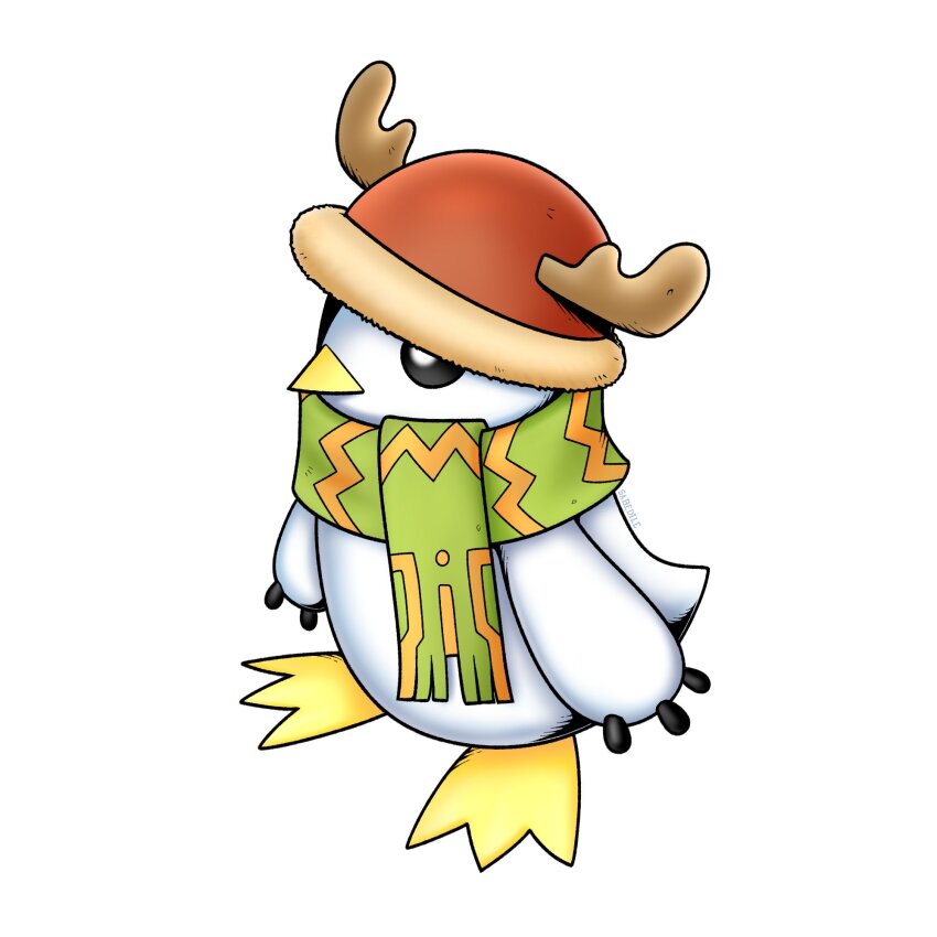 bird chackmon digimon digimon_(creature) digimon_frontier hat highres oridigi original penguin sabedile scarf thesabedile winter_clothes