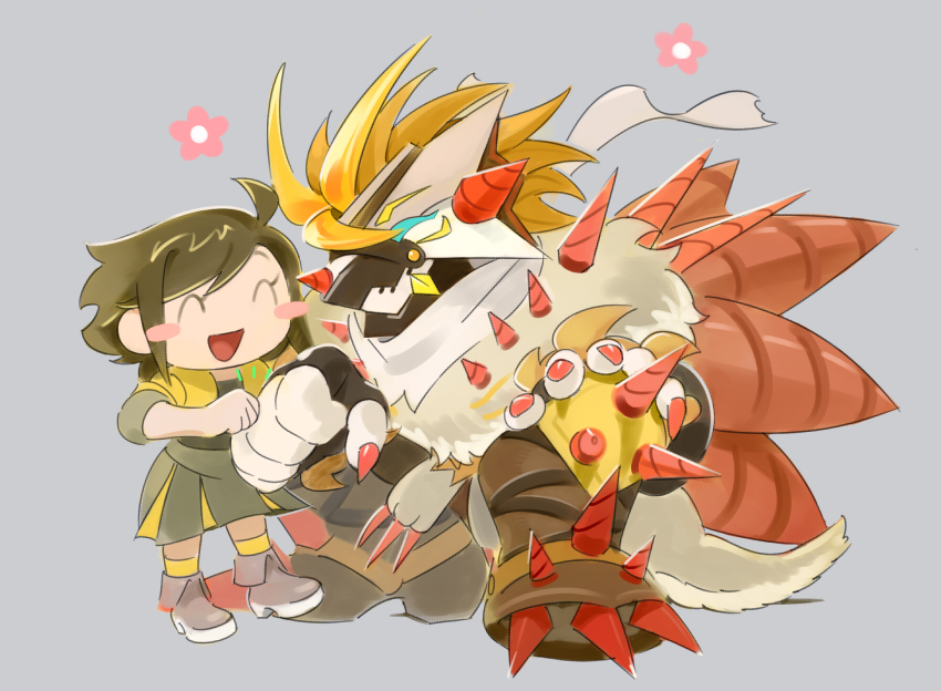 black_hair blonde_hair digimon digimon_(creature) digimon_rearise female_protagonist_(digimon_rearise) highres multicolored_hair rasenmon short_hair