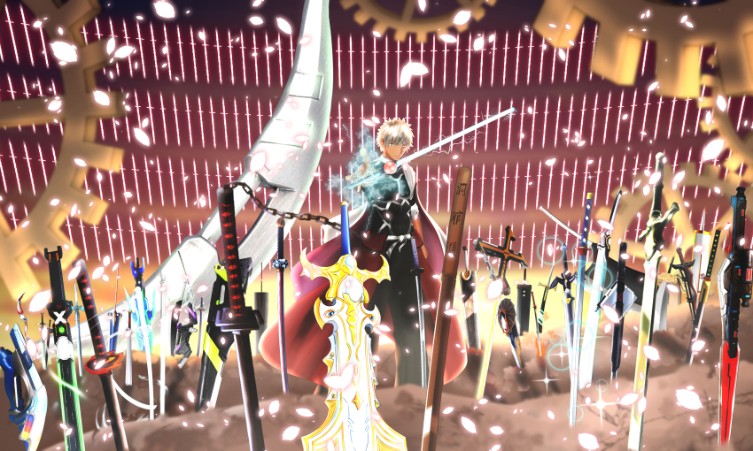 1boy absurdres archer_(fate) archer_(summer_casual)_(fate) armor attache_arrow bankai berserk blay_rouzer bleach bow_(weapon) brown_eyes buster_sword commentary_request covered_abs crossover d.gray-man dai-kaijuu_battle_ultra_ginga_densetsu_the_movie dark-skinned_male dark_repulser dark_skin dengasher_sword_mode devil_may_cry devil_may_cry_(series) devil_may_cry_3 devil_may_cry_4 dragonslayer_(sword) elucidator energy_sword fate/grand_order fate/stay_night fate_(series) field_of_blades final_fantasy final_fantasy_vii flame_saber gears glasses grey_eyes highres huge_filesize huge_weapon inuyasha kamen_rider kamen_rider_01_(series) kamen_rider_555 kamen_rider_agito_(series) kamen_rider_black_rx_(series) kamen_rider_blade_(series) kamen_rider_dcd kamen_rider_den-o_(series) kamen_rider_w kasanekirari long_sleeves master_sword mega_monster_battle:_ultra_galaxy_legends_the_movie multiple_weapons muscular nintendo planted planted_sword planted_weapon raglan_sleeves rave_(manga) red_queen_(sword) revolcane ride_booker shining_caliber sode_no_shirayuki_(shikai) sword sword_art_online tank_top tensa_zangetsu_(bankai) tetsusaiga the_legend_of_zelda too_many_weapons ultra_galaxy_(series) ultra_series ultraman_x_(series) ultraman_zero:_the_revenge_of_belial ultraman_zero_the_movie_choukessen!_belial_ginga_teikoku ultraman_zero_vs_darklops_zero unlimited_blade_works_(reality_marble) weapon weapon_request white_hair yoru_(sword)