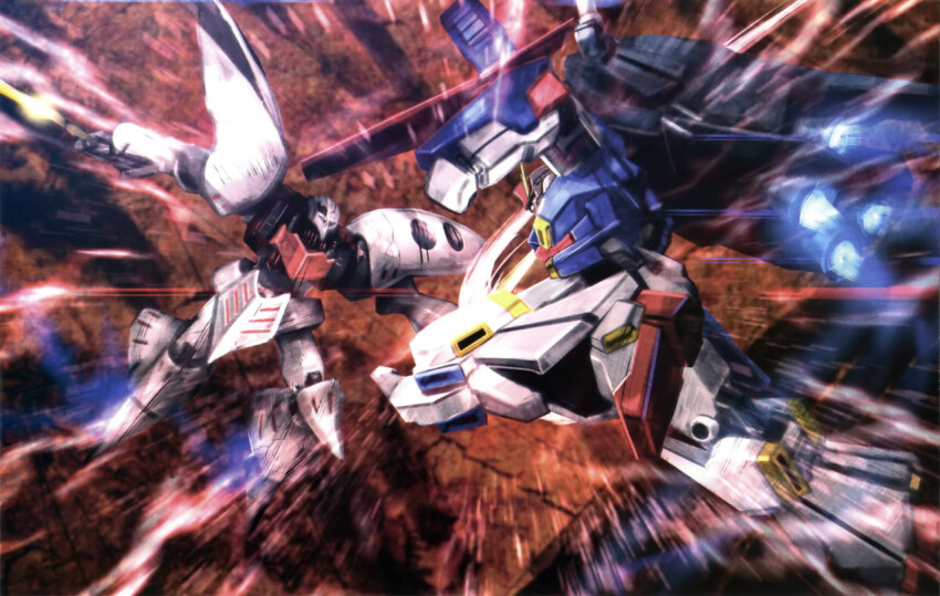 artist_request battle beam_cannon energy energy_sword fake_screenshot gundam gundam_perfect_file gundam_zz machinery mecha mecha_focus mobile_suit motion_blur motion_lines neo_zeon no_humans official_art promotional_art qubeley realistic robot scan science_fiction space sword thrusters weapon zz_gundam