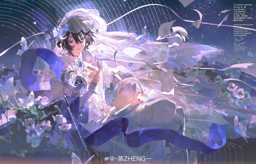 1boy absurdres black_hair copyright_request highres looking_at_viewer non-web_source solo w_zhengz