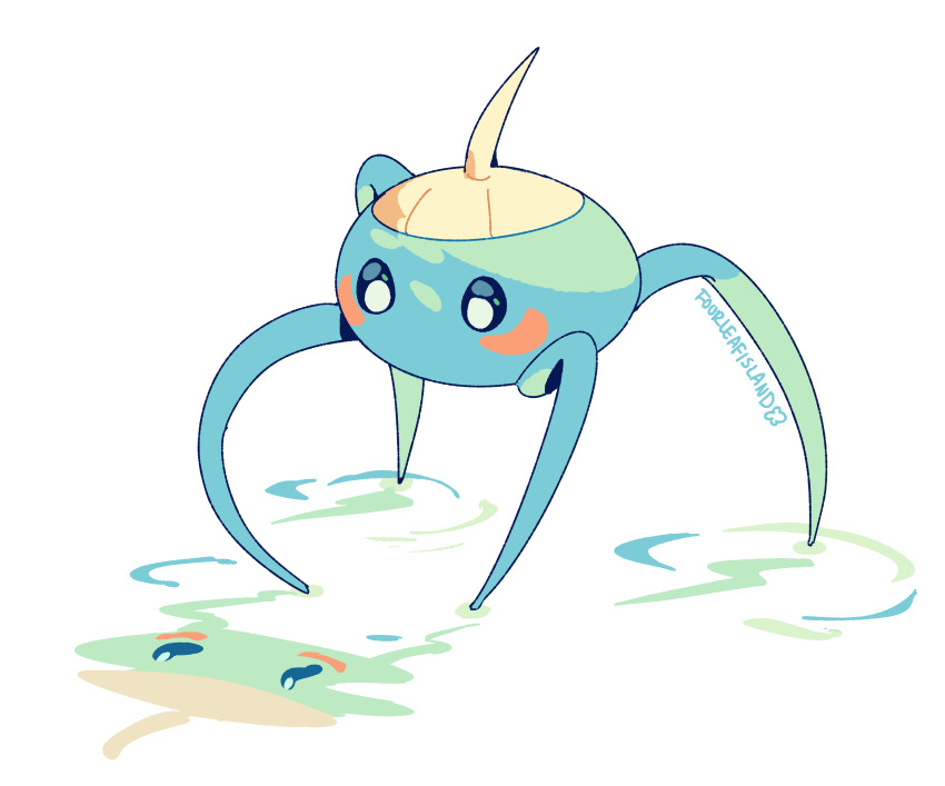 absurdres artist_name black_eyes commentary english_commentary fourleafisland gen_3_pokemon highres nintendo no_humans pokemon pokemon_(creature) reflection sketch solo surskit white_background