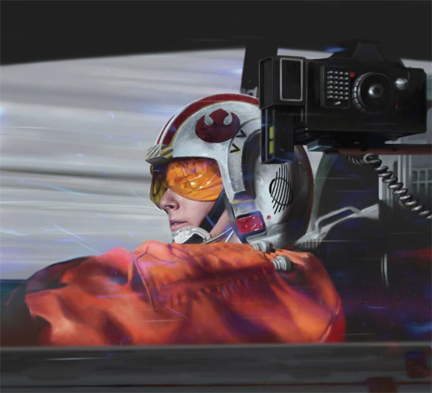1boy alexandr_elichev from_side helmet jumpsuit orange_jumpsuit solo star_wars star_wars:_the_empire_strikes_back