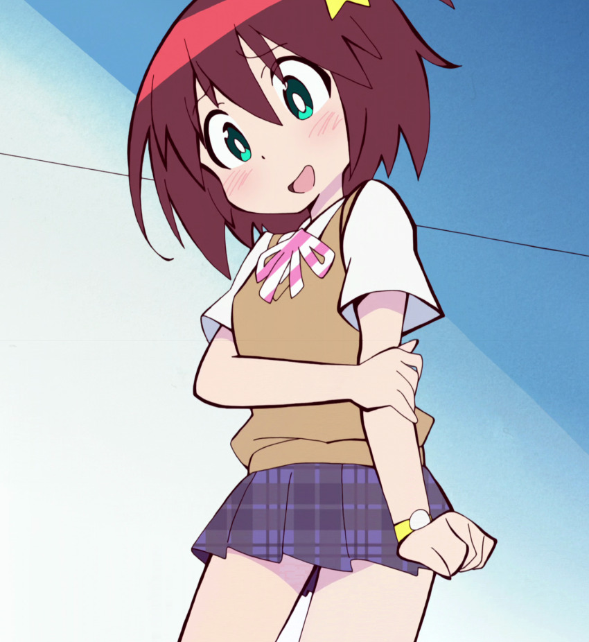 1girl anime_screenshot blush highres holding_own_arm luluco solo uchuu_patrol_luluco