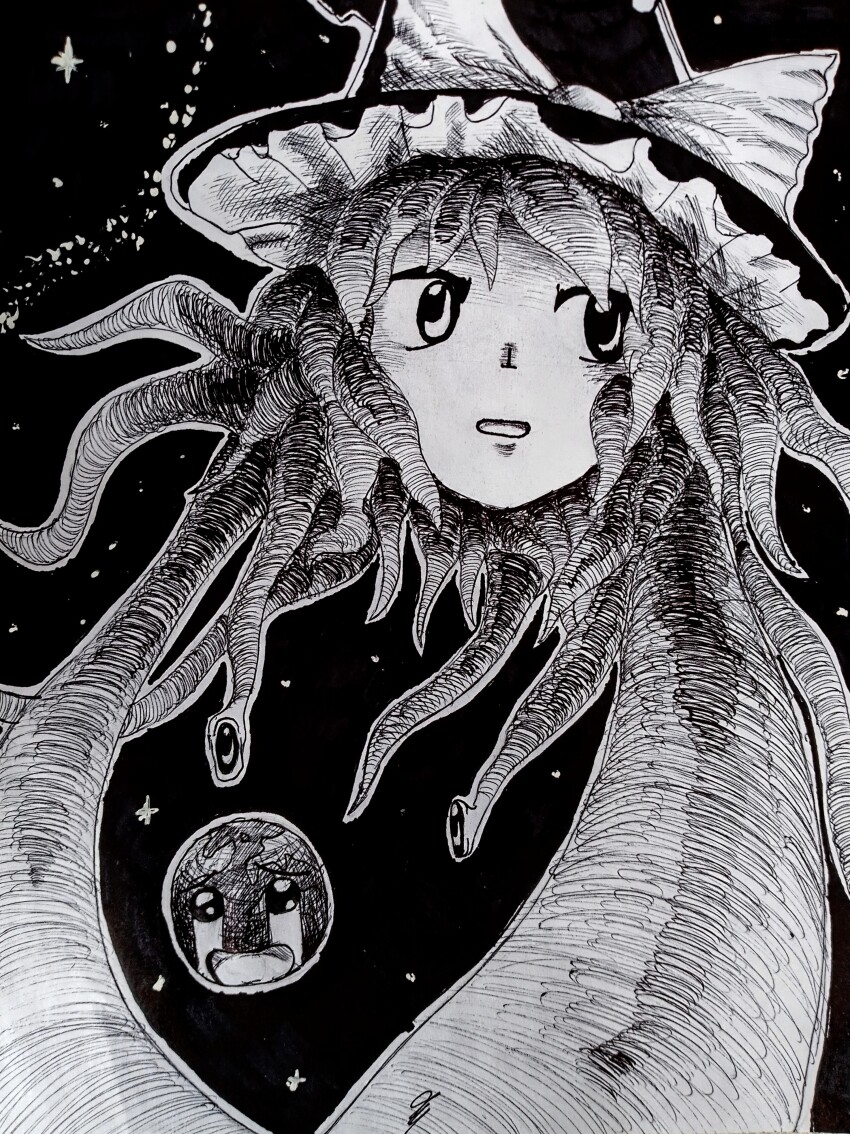 absurdres highres kanmarisa_(meme) kirisame_marisa legacy_of_lunatic_kingdom marisad_(meme) meme monochrome non-web_source touhou