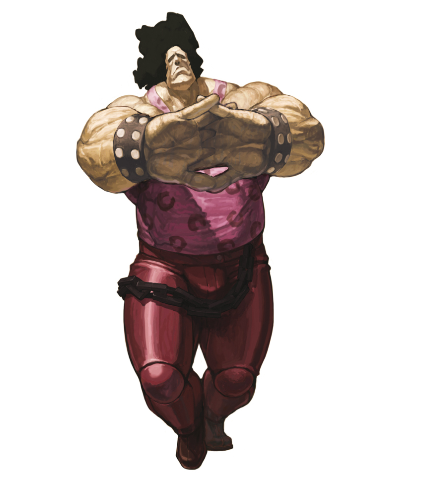1boy afro bracelet capcom chain highres hugo_andore jewelry male_focus muscular nona official_art solo street_fighter svc_chaos