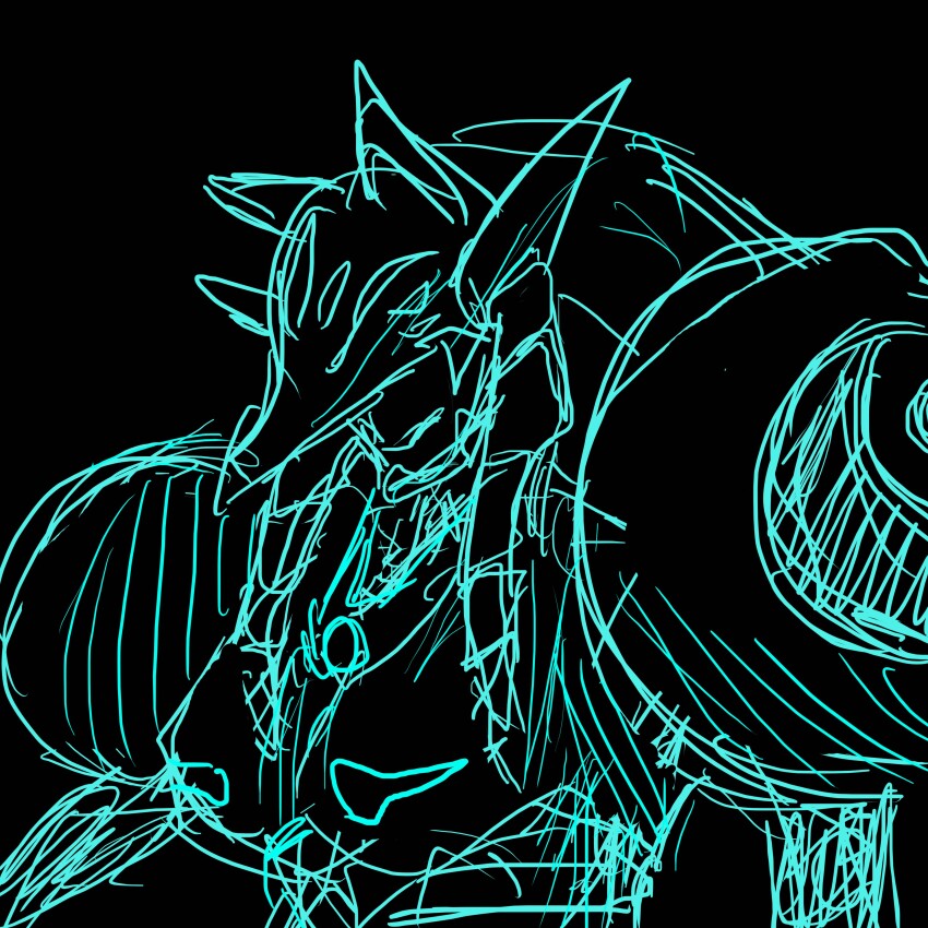 absurdres armor digimon digimon_(creature) fox_mask highres long_hair mask sakuyamon sakuyamon_x-antibody sketch yin_yang