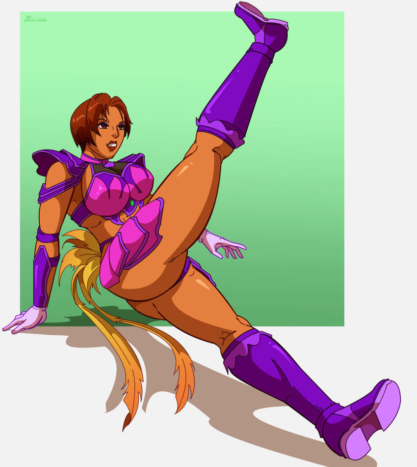 1girl breasts brown_hair dark-skinned_female dark_skin dead_or_alive highres large_breasts lisa_hamilton short_hair solo