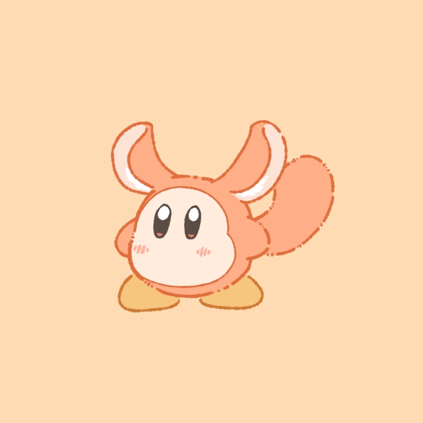 animal_ear_fluff animal_ears chinchilla_ears chinchilla_tail highres kirby_(series) nintendo no_humans orange_background orange_theme otofu_(vadt8327) simple_background solo standing tail waddle_dee